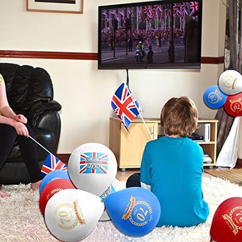 0 TE 70 Yıl Dekorasyon Queens Balonlar Altın Kurdele ile 2022 Sokak Partisi Kutlaması İngiltere