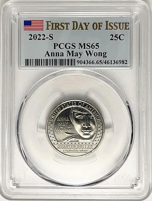 2022 P BU Amerikalı Kadınlar Mahallesi Anna May Wong Mahallesi MS 65 Sayı Etiketinin ilk Günü PCGS