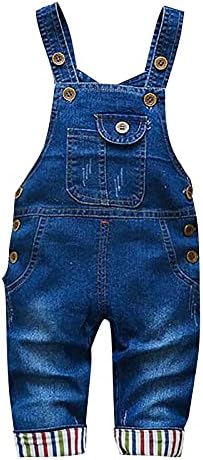 Bebek Küçük Erkek Kız Ayarlanabilir Kot Pantolon Sevimli Baskı Tulum Bebek Kot Tulum Tulumlar Jean İş Giysisi A548