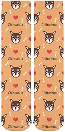 WEEDKEYCAT Sevimli Chihuahua Köpek Kalın Çorap Yenilik Komik Baskı Grafik Rahat Sıcak Orta Tüp Çorap Kış için