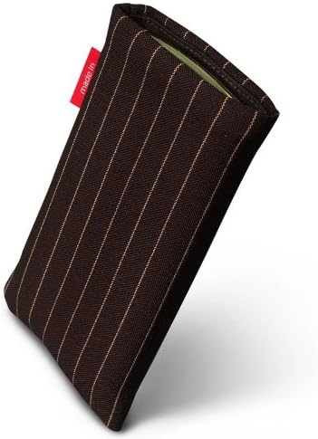 HTC One Mini (M4) için fitBAG Büküm Koyu Kahverengi özel özel kılıf. Ekran temizliği için entegre mikrofiber astarlı ince takım elbise
