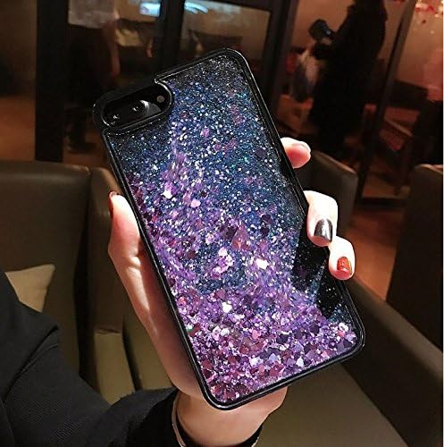 ıphone 6/6 s Artı Yüzer Glitter Vaka iphone 7/8 Artı iPhone X 10 Sparkle Sıvı Yumuşak Kapak TPU Tampon 3D Bling Vaka (mor, iPhone 6/6