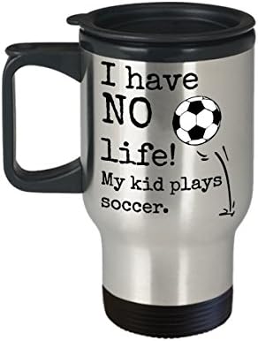 Futbol anne veya baba seyahat kupası-Hayatım yok! Çocuğum futbol oynuyor - kapaklı 14 oz paslanmaz çelik yalıtımlı fincan-futbol antrenörü