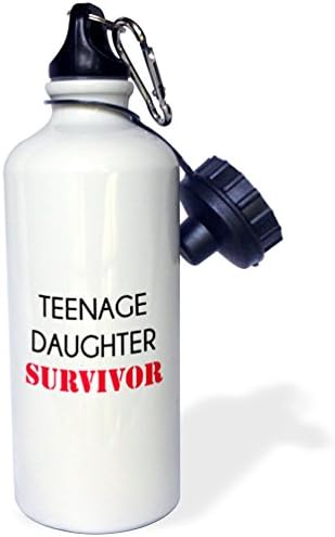 3dRose TEENAGE DAUGHTER SURVİVOR-Spor Su Şişesi, 21 oz, Beyaz