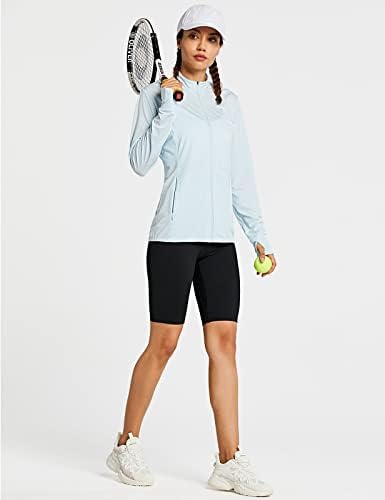 ZUTY kadın Uzun Kollu Gömlek UPF 50 + Güneş Koruma Tam Zip Ceket UV Hafif Yürüyüş Açık Golf Fermuar cepler