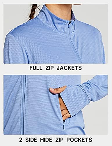 ZUTY kadın Uzun Kollu Gömlek UPF 50 + Güneş Koruma Tam Zip Ceket UV Hafif Yürüyüş Açık Golf Fermuar cepler