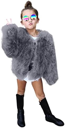 IKevan Yürüyor Çocuk Kız Faux Kürk Ceket Ceket Kış Sıcak Kalınlaşmak Kabarık Ceket kışlık ceketler Kürklü Ceket Giyim 1-7 Yıl (Beyaz,