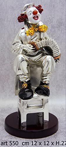 Zarif dayanıklı reçine el boyalı başyapıt eğlenceli palyaço heykeltıraş - trompet ile palyaço