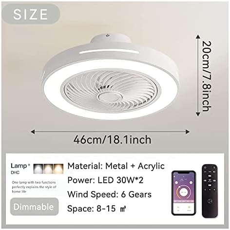 LİLİSHANGPU Fanlı tavan lambası ışık uzaktan kumandalı tavan vantilatörü / Fanlı LED tavan lambası Yatak Odaları için Fanlı kısılabilir
