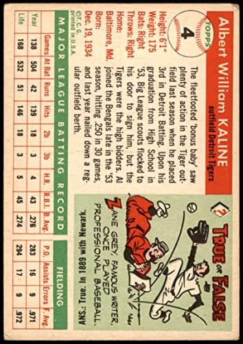1955 Topps 4 Al Kaline Detroit Kaplanları (Beyzbol Kartı) VG Kaplanları