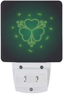 Naanle 2 Set Neon Parlayan Yonca Yeşil İrlandalı Yonca Dört Yapraklı Işareti Aziz patrick Günü Otomatik Sensör LED Şafak Vakti Gece