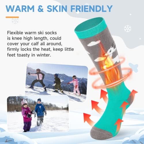 fındway Çocuklar Kayak Çorapları, 2 Pairs /3 Pairs Sıcak Pamuk Snowboard Çorap Erkek Kız Kayak için Açık Soğuk Hava