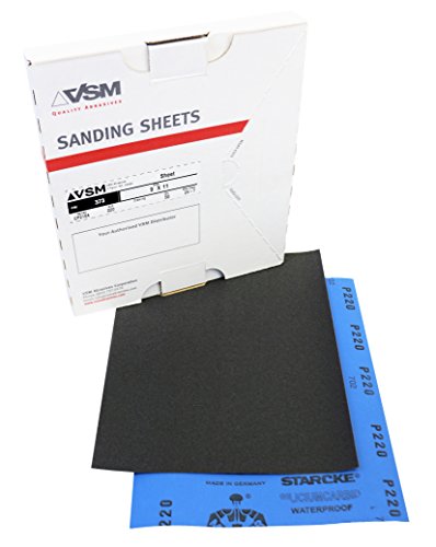 VSM 369 Aşındırıcılar Su Geçirmez Levha, 9 x 11, 220 Kum, Silisyum Karbür, C Ağırlık Kağıdı (50'li Paket)
