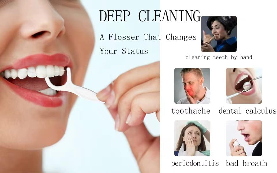 FGKEIUX Palillos de Hilo Dental para limpieza de dientes, cuidado bucal, limpieza profunda con Hilo Dental, palillo de dientes Suave