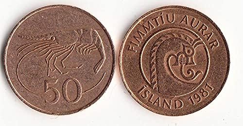 Avrupa İzlanda 50 Ola Sikke 1981 Baskı Yabancı Paralar Hediye Koleksiyonu