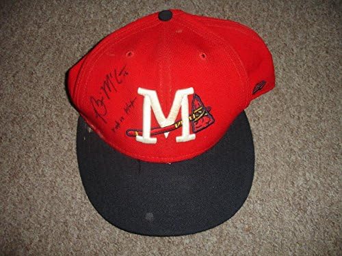 2005 Brian McCann Mississippi Braves İmzalı Oyun Kullanılmış Beyzbol Şapkası - İmzalı Oyun Kullanılmış MLB Şapkaları