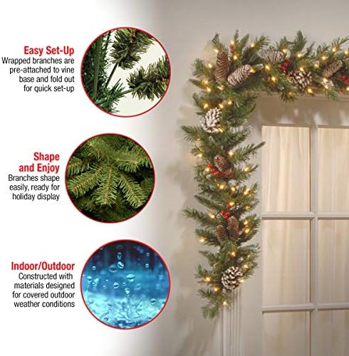 Ulusal Ağaç Noel Ağacı Crestwood Ladin, 4 Ayak ve Şirket Önceden Aydınlatılmış Yapay Noel Çelenk / Karışık süslemeler ve beyaz ışıklarla
