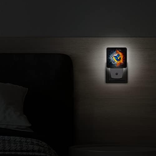 UOYO Renkli Voleybol Gece Lambası 2 Set, voleybol Yangın Su Fiş Led Gece Lambası Otomatik Şafak Sensörü Lambası Çocuk Odası Koridor