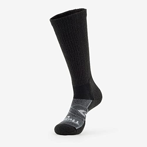 Thorlos Unisex Yetişkinin 12 Saatlik Vardiyası Kalın Yastıklı Baldır Üstü İş Çorapları, Siyah / Gri Büyük