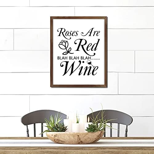 Aşk Söyleyerek Çerçeveli Ahşap Duvar Plak Çiftin Yıldönümü Teması Güller Kırmızıdır Falan Filan Şarap Çerçeveli Ahşap Tabela Sevgililer