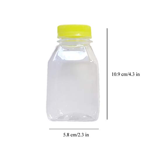 96 Paket Boş PET Plastik Meyve Suyu Şişesi-Yeşil Kurcalanmaya Açık Kapaklı 8 OZ Yeniden Kullanılabilir Şeffaf Kaplar (Kare)