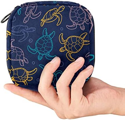 Koyu Mavi Boho Deniz Kaplumbağası Makyaj Çantası, Kozmetik Çantası, Kadınlar ve Kızlar için Taşınabilir makyaj çantası