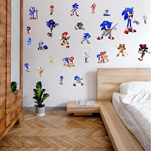 Sonic Duvar Çıkartmaları Kabuğu ve Sopa Sonic duvar çıkartmaları Boys Odası için Sonic The Hedgehog Duvar sanatsal fresk Dekor Bebek