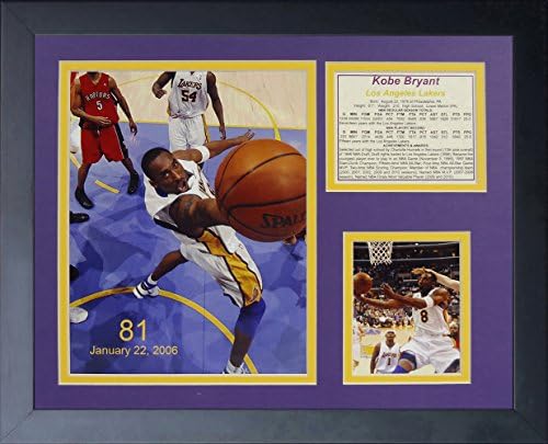 Efsaneler Asla Ölmez Kobe Bryant 81 Sayı Oyunu Çerçeveli Fotoğraf Kolajı, 11 x 14 inç, 12341U