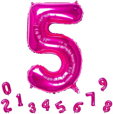 32 İnç Pembe Numarası 5 Balonlar Folyo Balon Dijital Doğum Günü Partisi Dekorasyon Malzemeleri (Pembe Numarası 5 Balon)