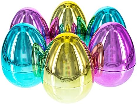 6 Çok Renkli Büyük Metalik Plastik Yumurta Seti 4 inç