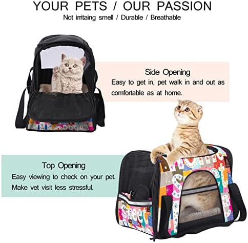 Evcil hayvan taşıyıcı,Kedi Taşıyıcı,Köpek Taşıyıcı,Küçük Köpekler için Köpek Taşıyıcıları,Soyut Renkli Geometrik Kafes Deseni