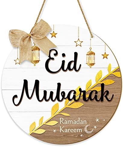 Eid Mubarak Ahşap Kapı Dekor, Mutlu Ramazan Kareem Kapı İşareti, Yuvarlak Ramazan Kapı Plak Duvar Asılı İşareti için Ramazan Bayramı