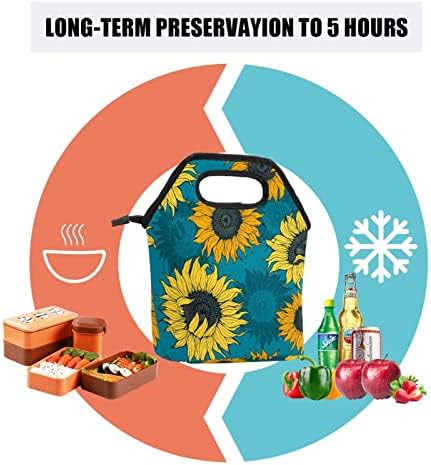 HEOEH Sarı Ayçiçeği Öğle Yemeği soğutucu çanta Tote Çanta Yalıtımlı Fermuar Öğle Yemeği Kutuları Çanta Açık Havada Okul Ofis