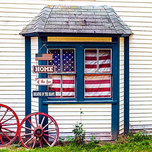 Amerikan Bayrağı Metal İşareti Duvar Dekor Çiftlik Evi Kapı İşareti Vatansever Amerikan Bayrağı Metal Asılı İşareti Rustik İşçi Bayramı