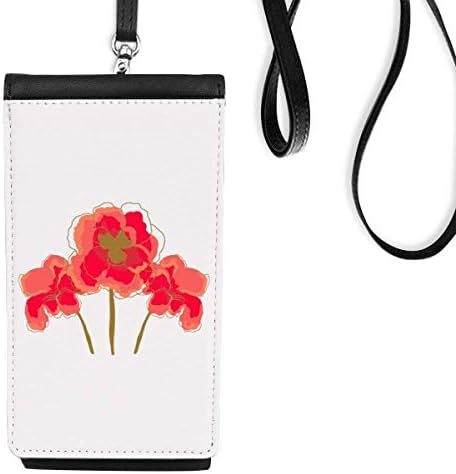 Çiçekler Boyama Mısır Telefon Cüzdan Çanta Asılı Cep Kılıfı Siyah Cep