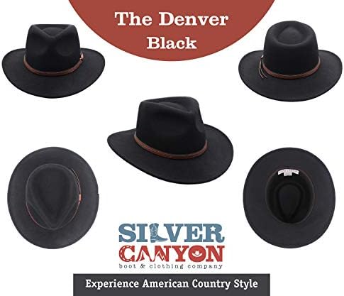 Gümüş Kanyon tarafından Denver Ezilebilir Yün Keçe Outback Batı Tarzı Kovboy Şapkası