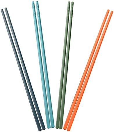 Hemoton 4 Pairs Çelik-çekirdek Silikon Chopstick Pişirme Çubuklarını Yapışmaz Çubuklarını Gıdalar Sunucu Transferi Çubuklarını Gıda