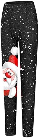 IIUS Noel Tayt Kadınlar Ultra Yumuşak Fırçalanmış Tayt Kardan Adam Tayt Pantolon Yüksek Belli Egzersiz Rahat Parti Pantolon