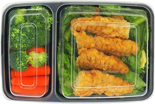 16 Paket-SimpleHouseware 2 Bölmeli Gıda Sınıfı Yemek Hazırlama Saklama Kabı Kutuları (28 ons)