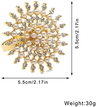 ZLXDP Çiçek İnci Taklidi Peçete Halkası Metal Kristal Peçete Tutucu Düğün Noel Partisi için Yemek Masası (Renk: D, Boyut: 1)