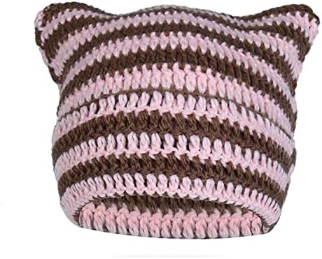 Kış Kedi Kulaklar Şapka Sıcak Tıknaz Kablo örgü şapkalar Yumuşak Streç Kalın Sevimli Örme Kap Soğuk Şapka Erkekler için