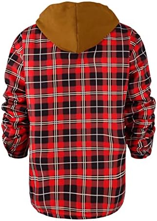 Ymosrh Ceketler Erkekler için erkek Kapitone Çizgili Düğme Aşağı Ekose Gömlek Eklemek Kadife Sıcak tutmak için kapüşonlu ceket Ceket
