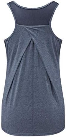 NEARTİME kadın Örgü Spor Tankı Üstleri, Açık Koşu Egzersiz Tişörtü Rahat Yuvarlak Boyun Yelek Tunik Bluz