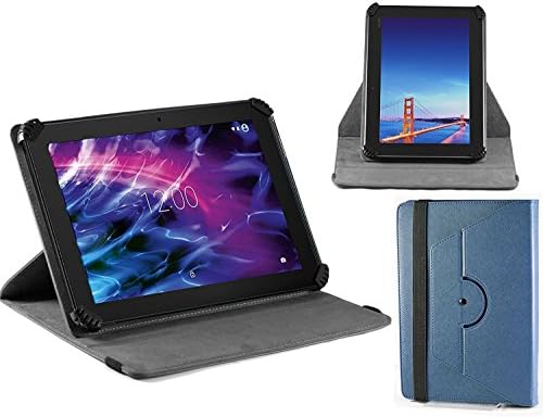 Navitech Mavi Suni Deri Kılıf Kapak ile 360 Dönme Standı ile Uyumlu XIDO X111, 10 Zoll Tablet