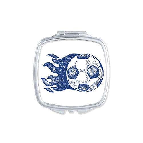 Futbol alev mavi desen futbol ayna taşınabilir kompakt cep makyaj Çift taraflı cam