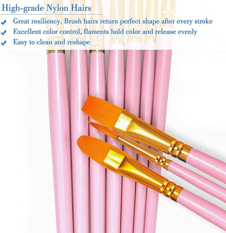 N / A 20 adet boya fırçası Seti Yuvarlak Sivri Ucu Boya Fırçaları Naylon Saç Sanatçısı Akrilik Yağ Suluboya (Renk: D, Boyut: Gösterildiği