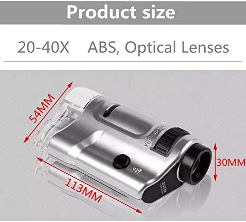 KNOXC büyüteçler, ışık ile büyüteç, 20X 40X ayarlanabilir Zoom Mini büyüteç taşınabilir mikroskop kimlik damga toplama porselen sikke