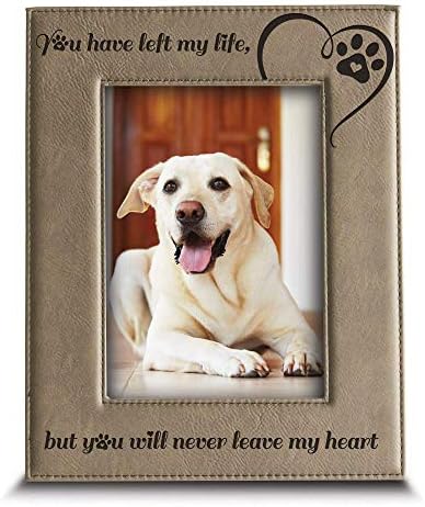 BELLA BUSTA-Hayatımı terk ettin ama kalbimi asla terk etmeyeceksin-köpek veya kedi kaybı için anma hediyeleri-Oyulmuş Deri Resim Çerçevesi