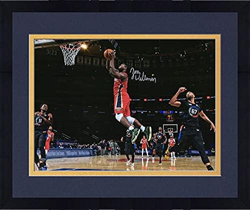 Çerçeveli Zion Williamson New Orleans Pelikanları New York Knicks'e karşı 16 x 20 İmzalı Fotoğraf-İmzalı NBA Fotoğrafları