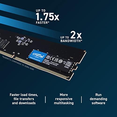 Önemli RAM 64 GB Kiti (2x32 Gb) DDR5 5200 MHz (veya 4800 MHz) masaüstü Bellek CT2K32G52C42U5